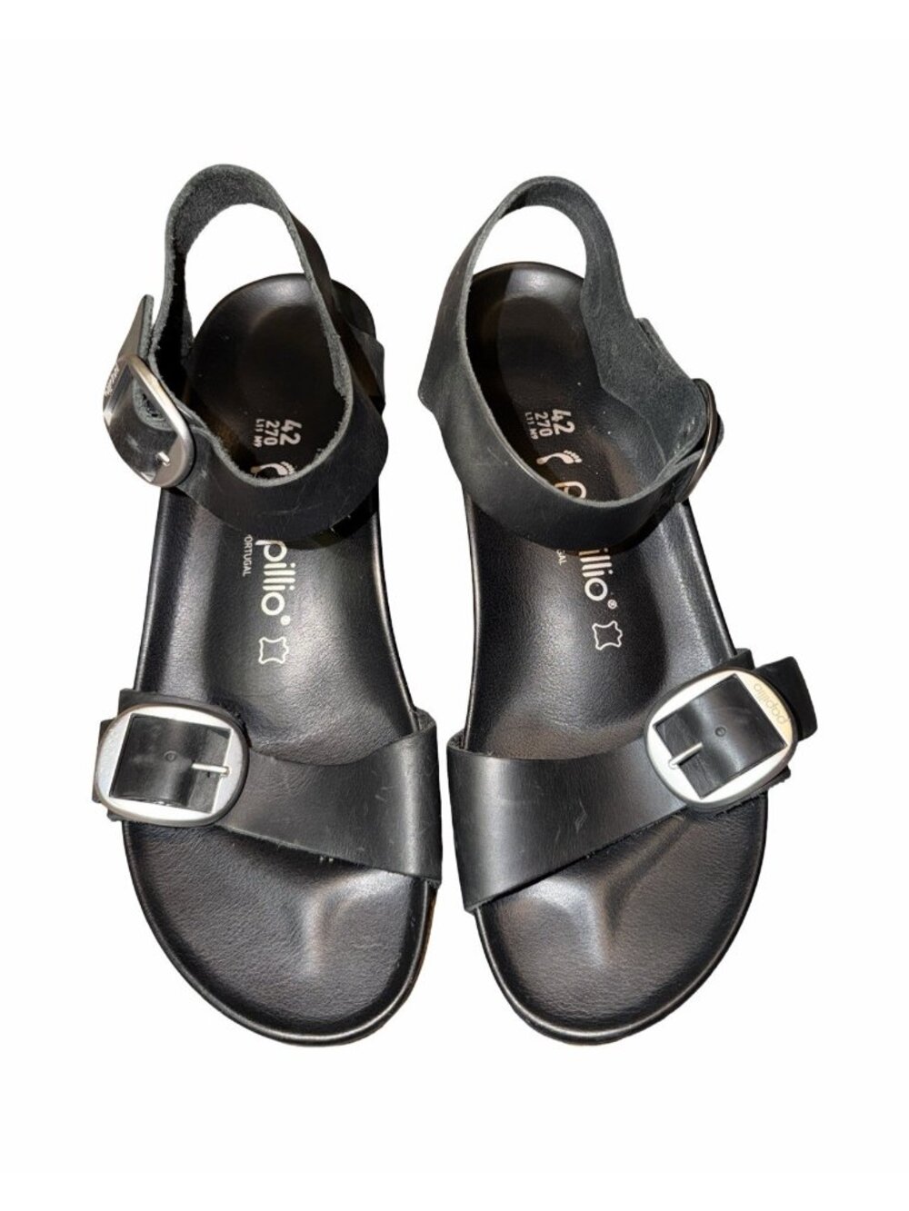 Birkenstock Papillio Soley Ring-Buckle Black Leather Wedge Sandals Size 42 L11